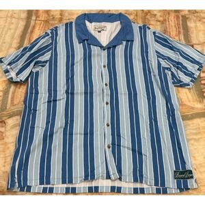 Bogey Boys Mens Button-Up Shirt Blue Striped Short Sleeve Golf Outdoor Size 2XL